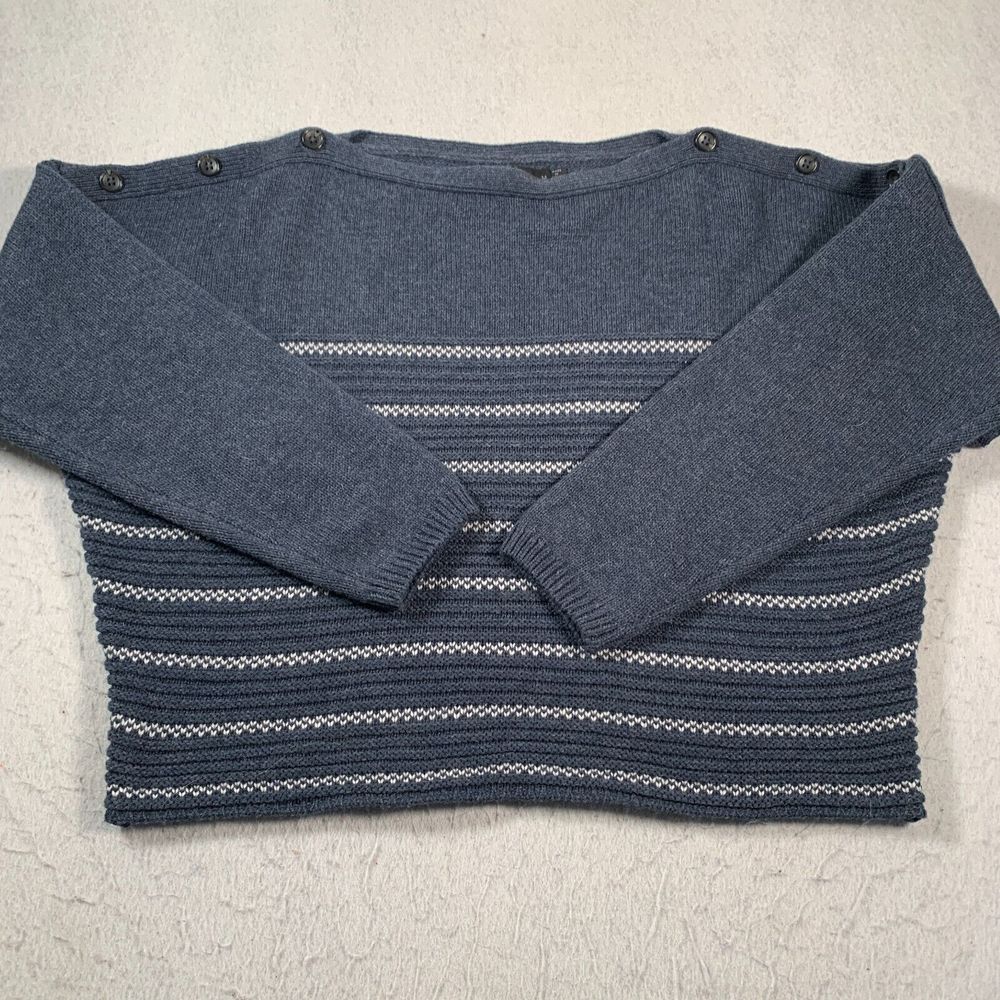 Prana Sweater Womens Medium Blue Oversized Wool‎ Acrylic Knit